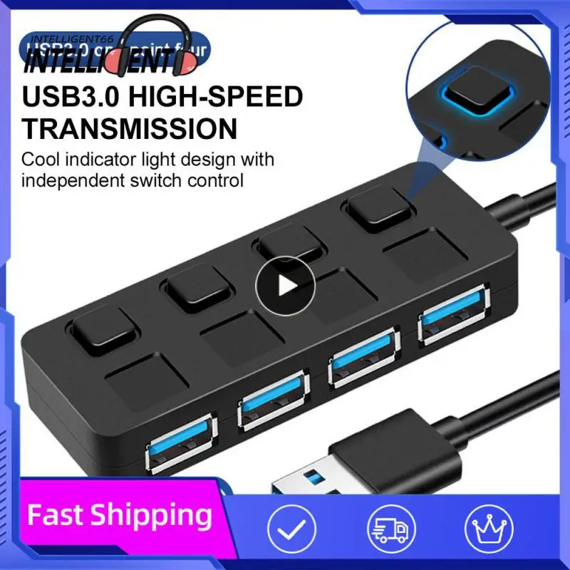 

High Speed Usb-c 3.0 Hub With Led Power Indicator 4 Port Multi-splitter Adapter Stable Multiple Expander For Mouse Keyboard Disk