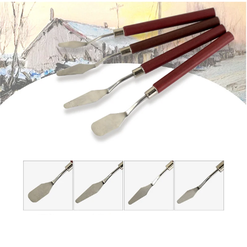 Набор из 4 штук Малярные скребки Художественные аксессуары Каллиграфическая палитра Шпатель-нож Краски Поставки.