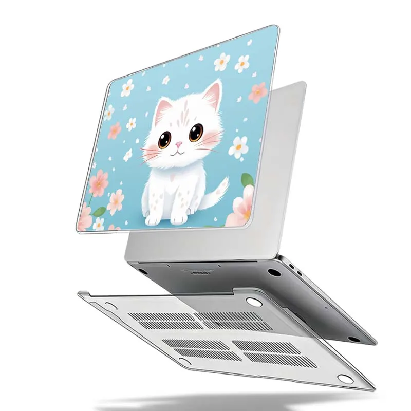 Фото Чехол с дизайном мультяшного кота для Apple MacBook Air Pro 13.3, 14.2, 15.3, 11.6, 12, 16, 13 дюймов, защитный жесткий чехол для ноутбука. №3