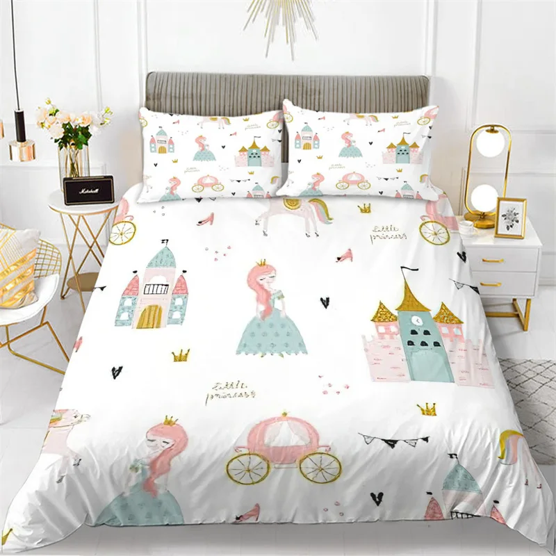 

Cartoon Duvet Cover Fresh Geometric Pattern Bedding Set King Full For Boys Girls Decor 3D Print Comforter Cover With Pillowcases