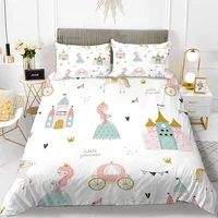 Cartoon Duvet Cover Fresh Geometric Pattern Bedding Set King Full For Boys Girls Decor 3D Print Comforter Cover With Pillowcases