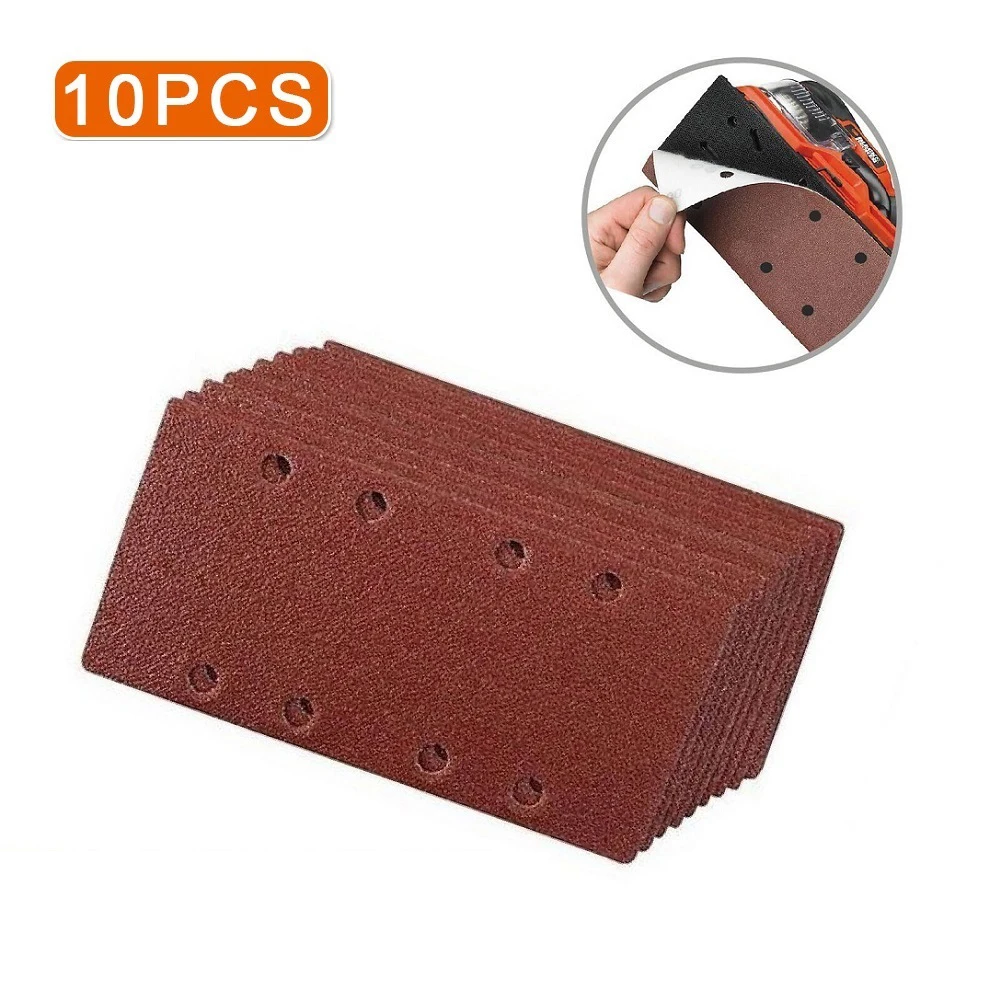 

10PCS 93x185mm Square Sandpaper 40Grit-2000Grit Sanding Paper 8-hole Hook Loop Flocking Wood Abrasive Polishing Grinding Tools