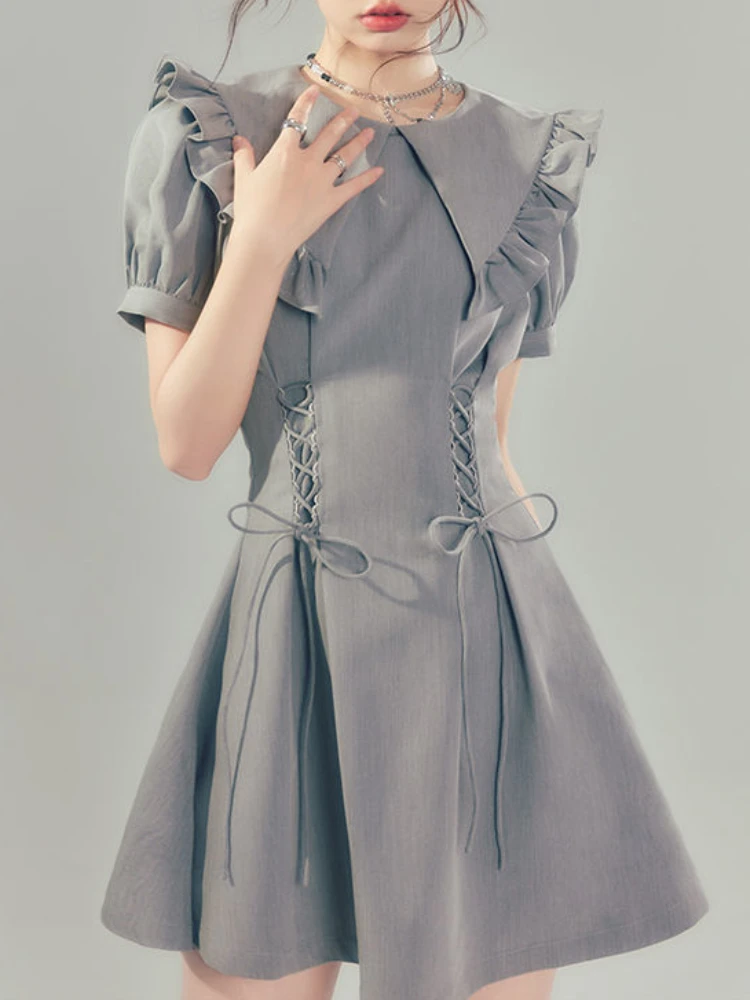 

Летнее повседневное шикарное платье, женское дизайнерское облегающее мини-платье с пышными рукавами, женское корейское модное милое празд...