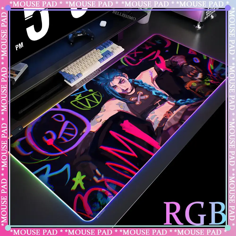 Игровой коврик для мыши RGB Лига Легенд аксессуары игр Jinx девушек из искусственной