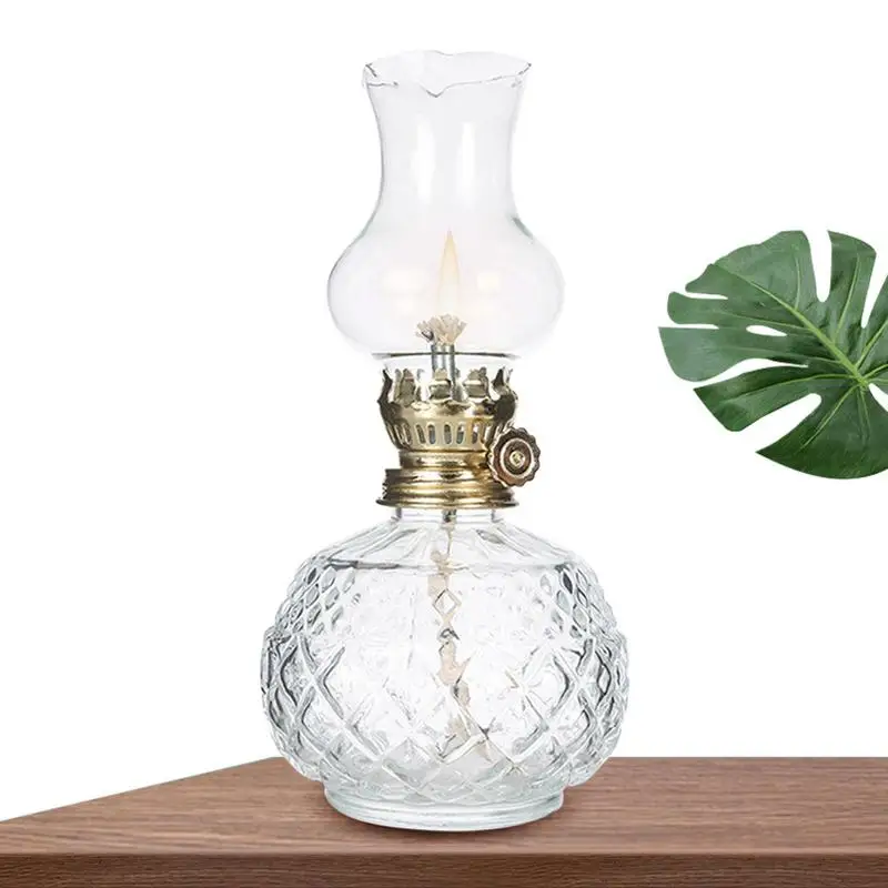 

Glass Kerosene Oil Lamp | 19cm high lamp | Windproof Kerosene Lantern Night Light Home Decor for Living Room Bedroom