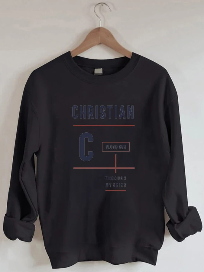 

Christian Through My Views Print Crewneck Long Sleeve Sweatshirt