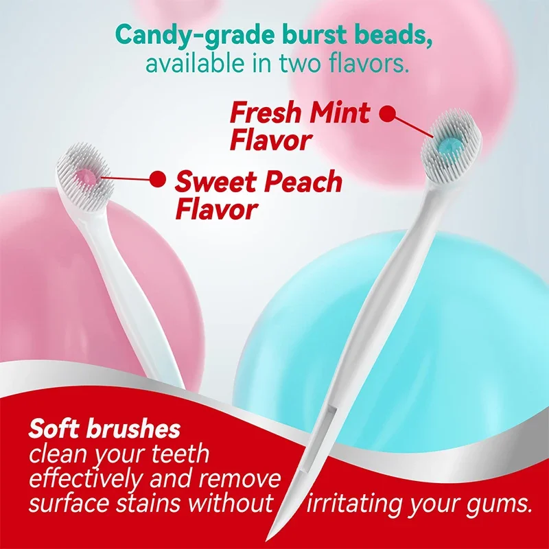 Мини-зубная щетка с взрывными бусинами одноразовая насадка для чистки взрослых