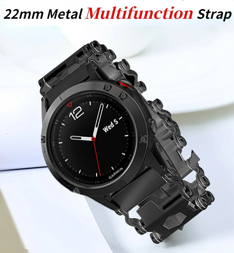 22mm Multifunctional Metal Strap For Samsung Galaxy Watch 3/Huawei Watch 3/GT2 Outdoor Sports Bracelet For Amazfit GTR/Stratos