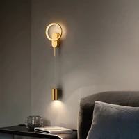 deyidn modern copper led wall lamp indoor living room wall background decorative wall light for bedroom aisle hotel stair lamp