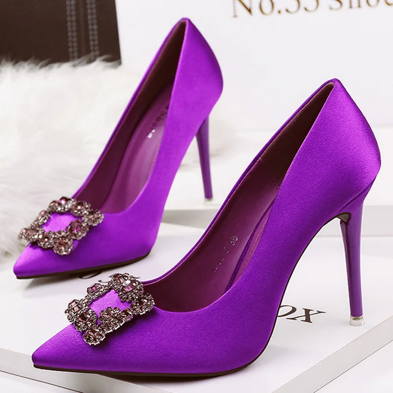 

Женские блестящие свадебные туфли на шпильке 10 см, Роскошные Дизайнерские офисные туфли-лодочки на шпильке с кристаллами, 2022