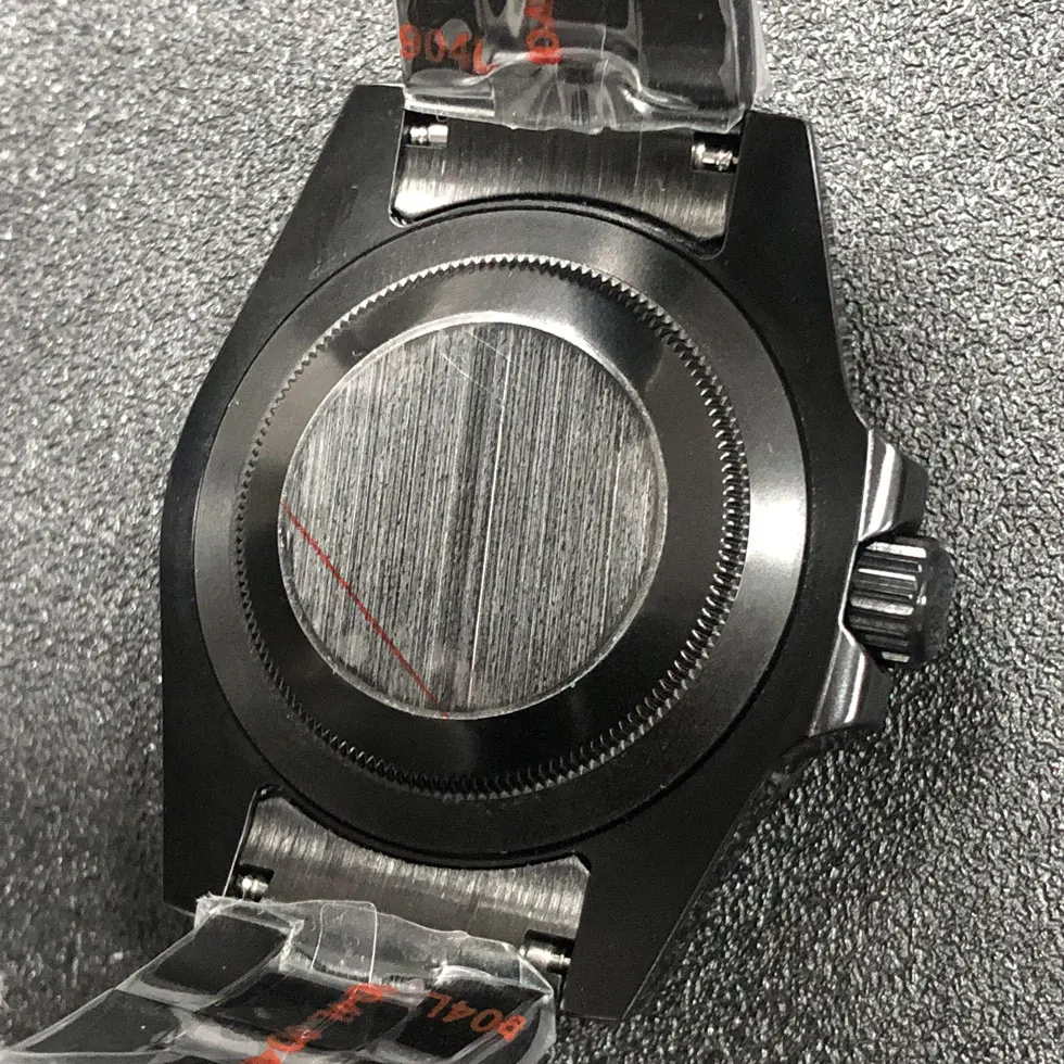 40mm Watch Case PVD Black  Fine Steel Case Sapphire Glass Suitable for NH35 NH36 Movement