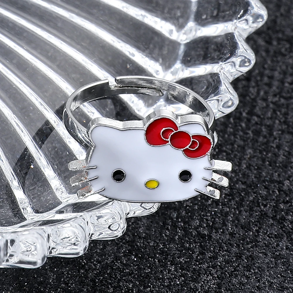 Kawaii Hello Kitty открытые кольца аниме фигурка регулируемое кольцо для женщин девушка