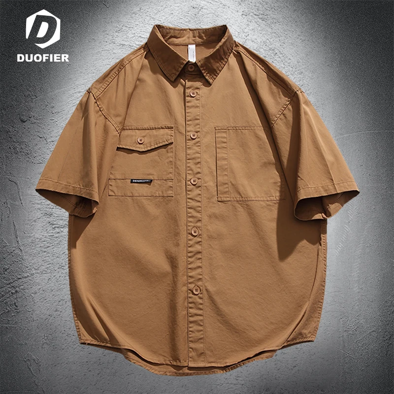 

Рубашка Мужская дышащая с коротким рукавом, хлопок 100%, на пуговицах, винтажная Повседневная моющаяся, лето 2023