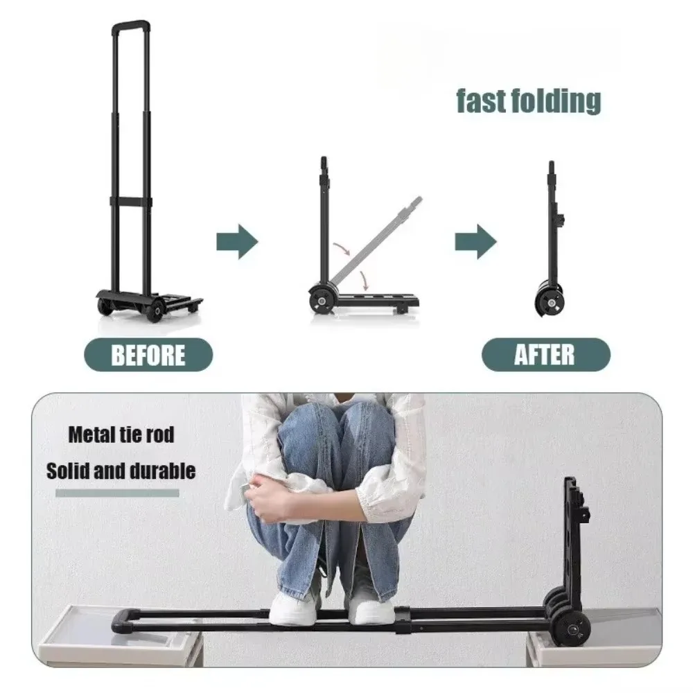 Портативная складная тележка для покупок легкая металлическая домашнего