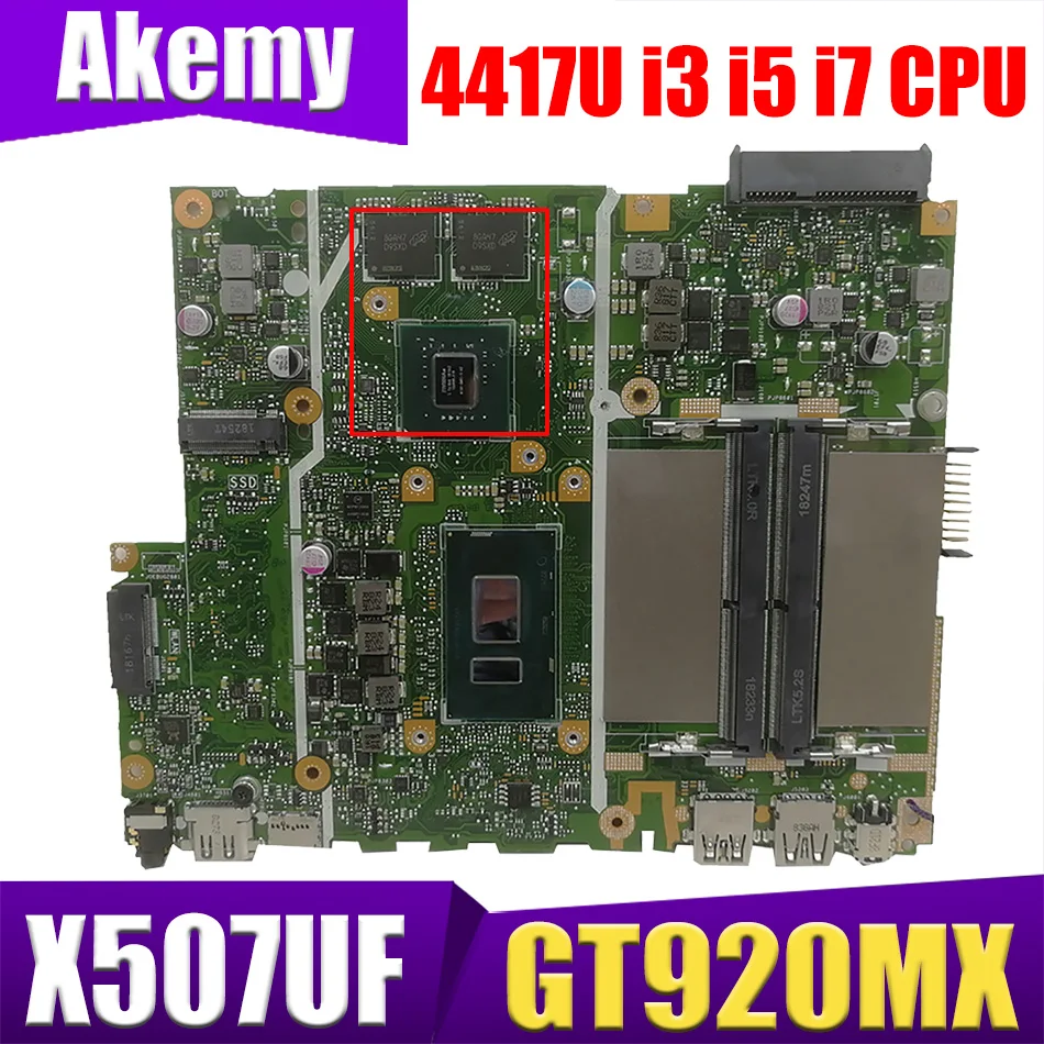 

X507UF 4417U i3 i5 i7 CPU GT920MX/2G GPU Notebook Mainboard for ASUS X507U X507UF X507UB X507UBR Laptop Motherboard Mainboard