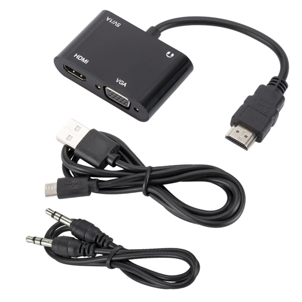 1 в 2 выхода HDMI-совместим с HDMI-совместимый адаптер VGA 3 5 мм аудио HD ТВ разветвитель