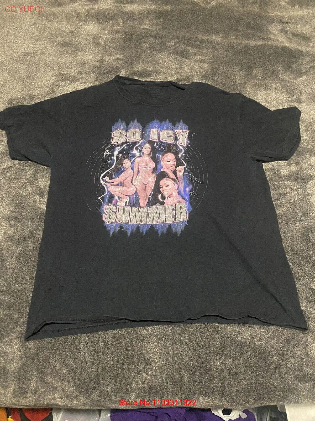 Футболка Saweetie мужская с коротким рукавом большая ледяная рубашка чёрная в стиле