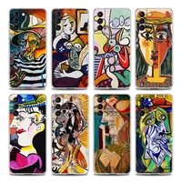 clear phone case for samsung s9 s10 4g s10e plus s20 s21 fe 5g m51 m31 s m21 soft silicone picasso abstract art painting