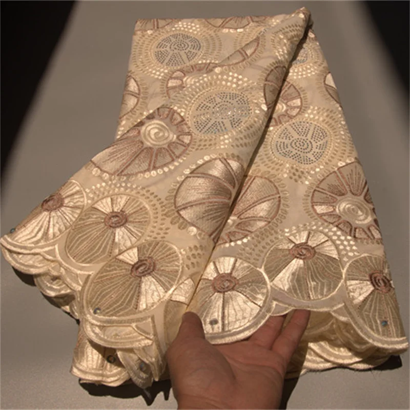

5 yard Swiss lace fabric latest heavy beaded Embroidery African 100% cotton fabrics Swiss voile lace popular Dubai style 3L07112