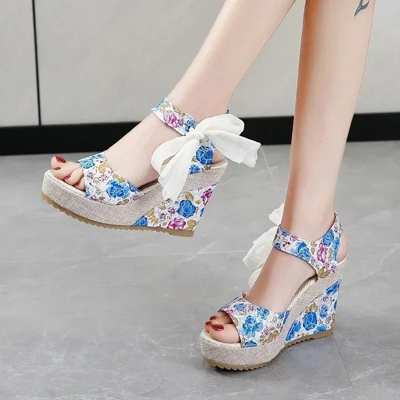 Сандалии De Tacón Para Mujer Zapatos Elegantes Con Plataforma Y Cuña Diseñador Lujo Cómodos A La Moda Verano
