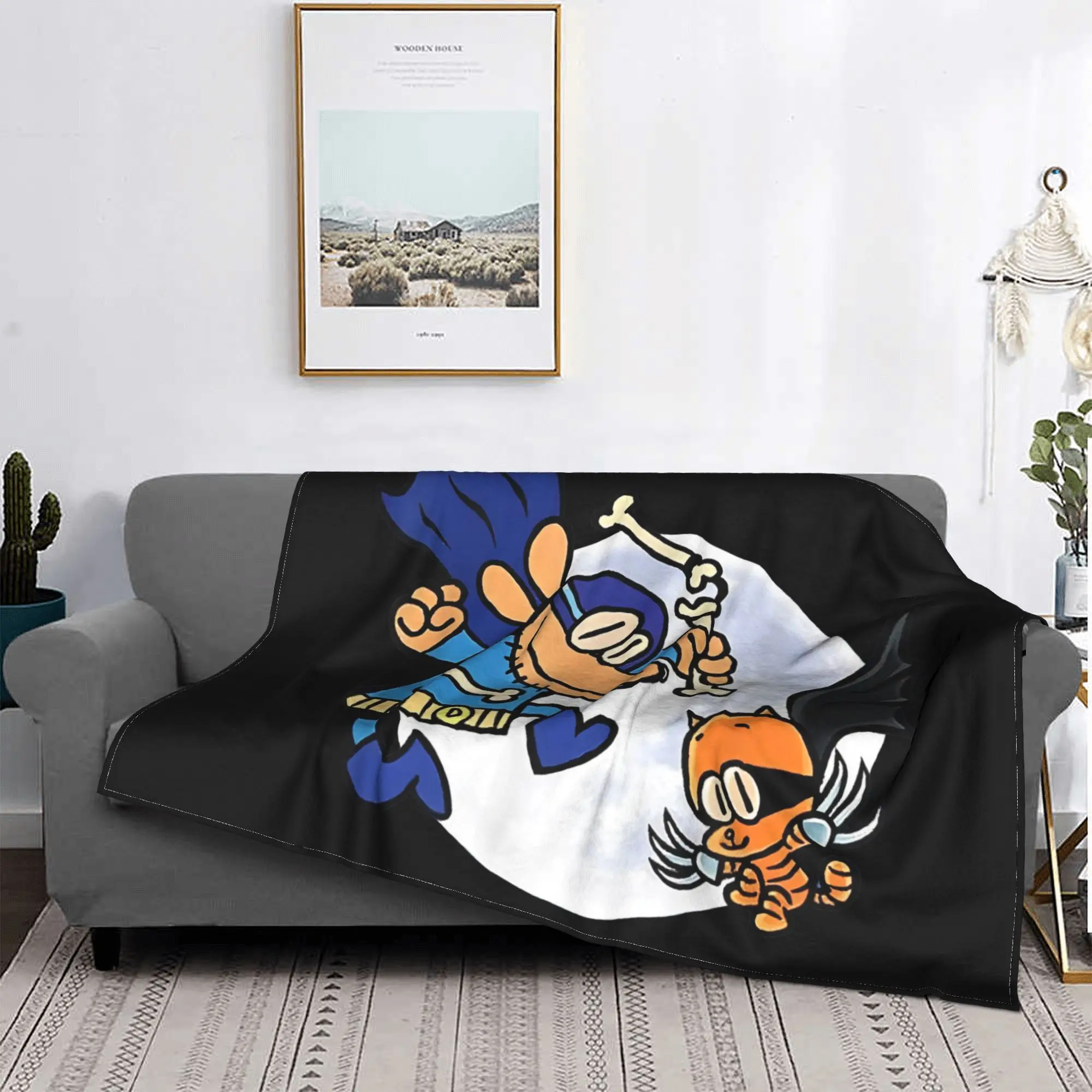 Плюшевое одеяло из кораллового флиса Dogman и Cat манга комикс собака мужское для