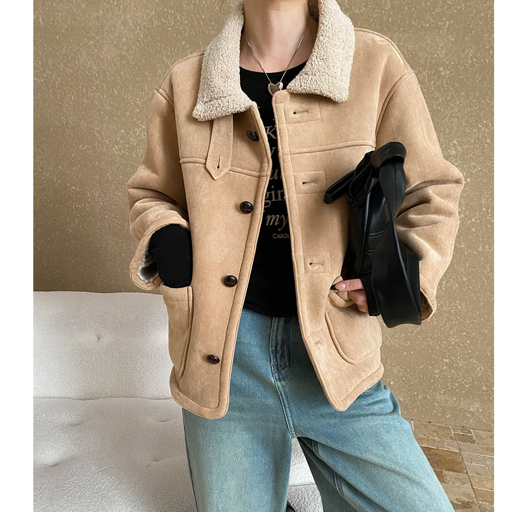 30% шерсть новое женское зимнее теплое толстое пальто куртка меховое с отложным