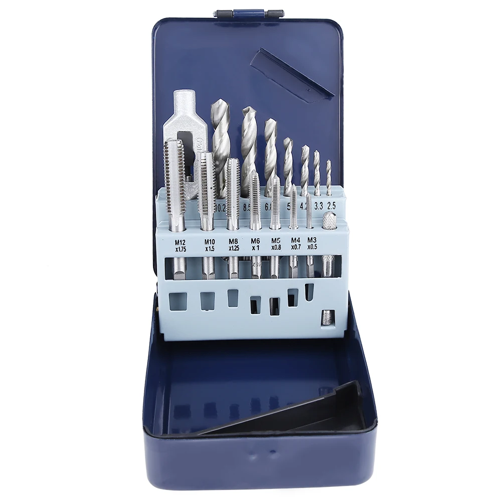 

15Pcs Alloy Steel Tap Wrench Screw Taps Twist Drill Bit Set Metal Processing Tools Tap Wrench Tap Wrench
