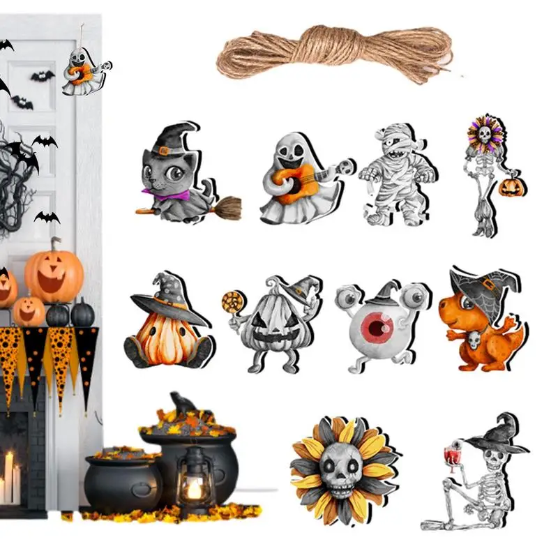 

Halloween Wooden Ornaments Hangings Wood Signs Wood Cutouts With Ropes Tree Ornaments 5mm Thickness Small Halloween Ornaments