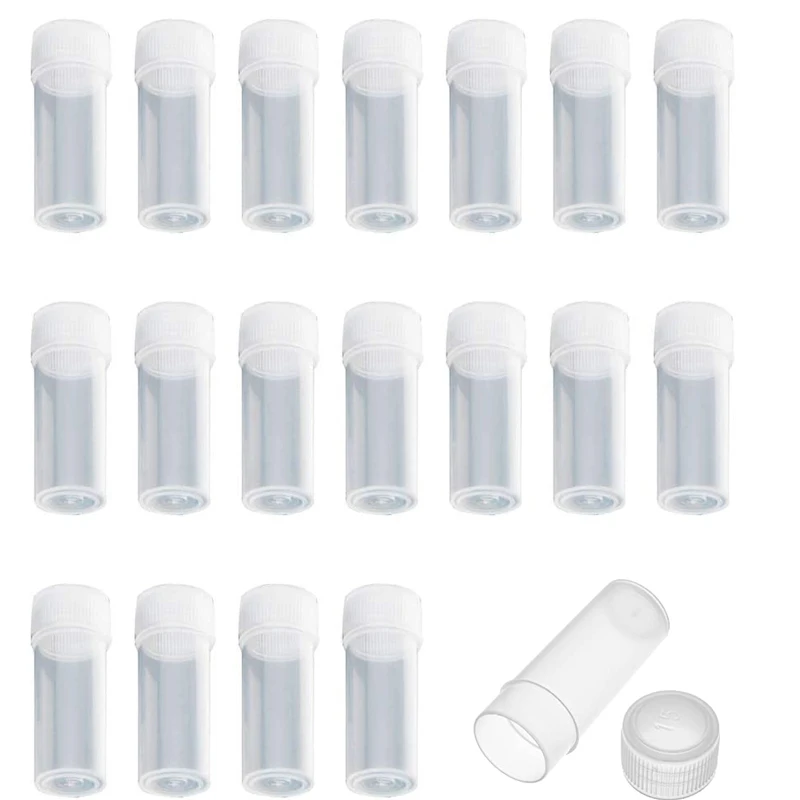 

50Pcs/lots 5ml Plastic Small Bottles Sample Pot 5g Mini Clear Packing Containers For Medicine Pill Liquid Powder Capsule Storage