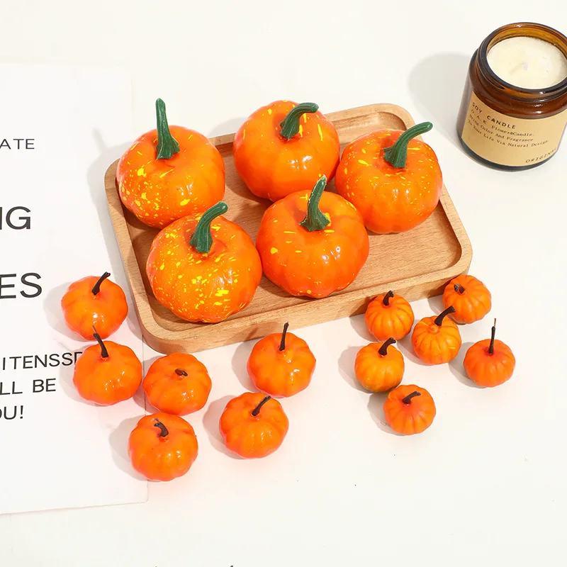 

10 шт счастливые Хэллоуин украшения для вечеринки сделанные своими руками Оранжевые тыквы искусственные растения украшения для Дня благодарения домашние украшения для Хэллоуина