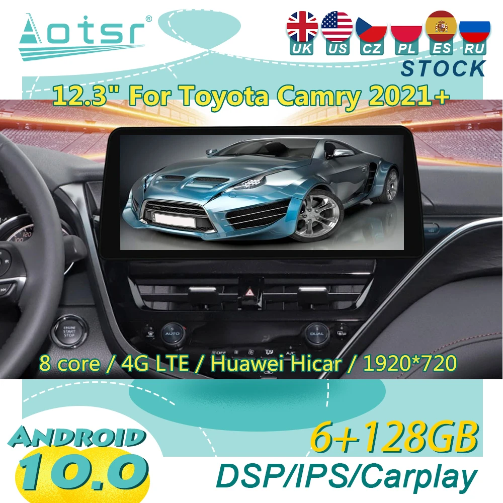 Radio con GPS para coche, reproductor Multimedia con Android, 12,3 pulgadas, 2DIN, autorradio, receptor estéreo, pantalla principal, para Toyota Camry 2021