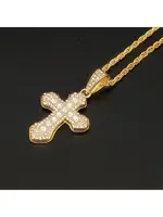 2022 New Cz Cubic Zirconia Crystal Cross Pendant Necklace For Men Women Gold Silver Color Crucifix Charm Hip Hop Jewelry 60cm
