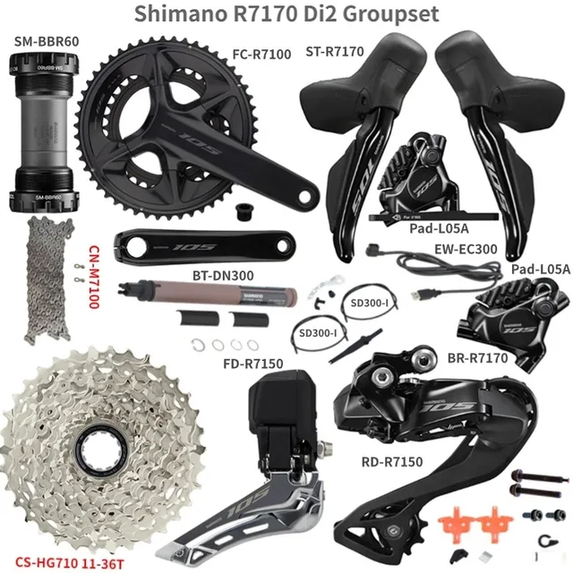 Shimano 105 Di2 R7170 Группа комплекта шоссейных дисковых тормозов