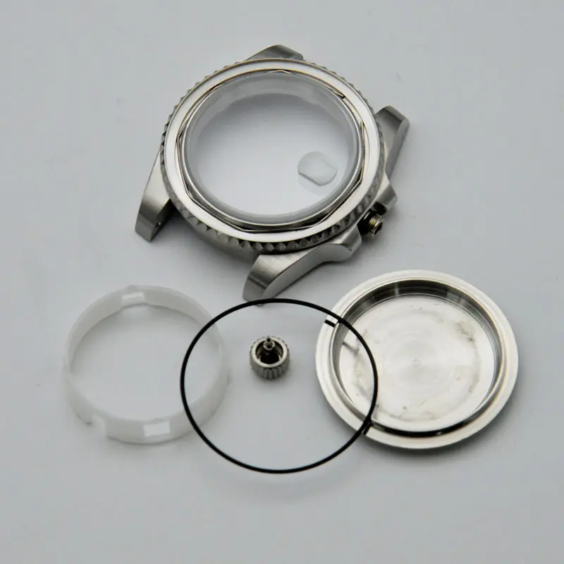 Watch Case 40mm 316L Stainless Steel Case Sapphire Magnifying Glass Window Fits For NH35 Miyota 8215 2813 3804 Movement