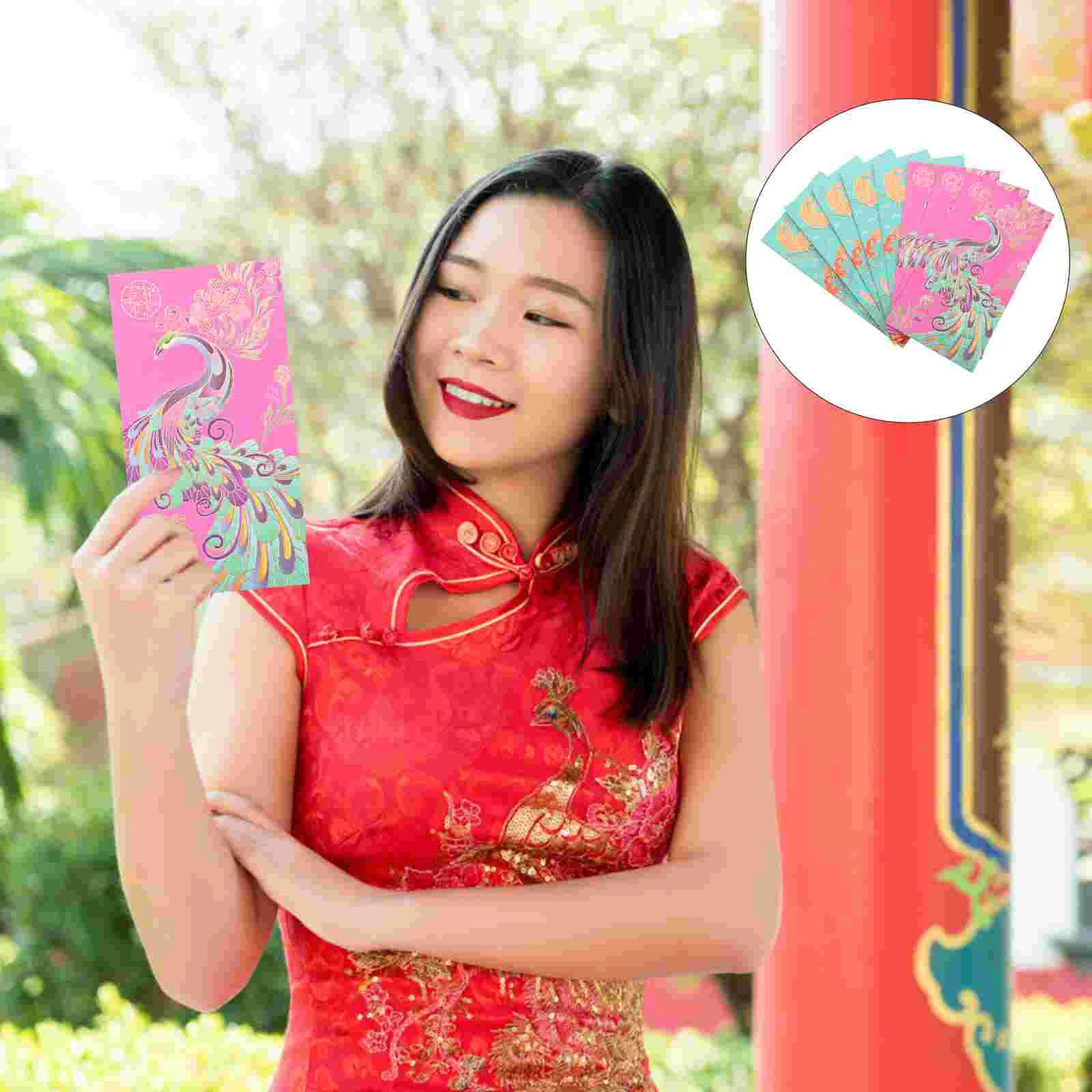 8 Pcs Gift Wrap Bag Wedding Envelopes Year The Ox Hongbao Red Wallet Bronzing Red Envelope Christmas Envelope Chinese New Year