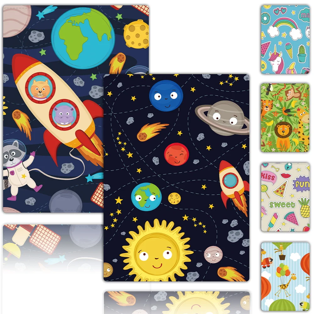 

Pu Leather Passport Sleeve Men Women Travel Holder Cred-Card Storage Cover Secure Sleeve Cartoon Print Waterproof Protector Case