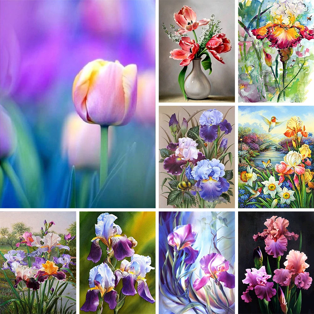 

5D DIY Алмазная Цветочная мозаика Series, картина Стразы, полностью круглая Алмазная мозаика, вышивка, украшение для дома