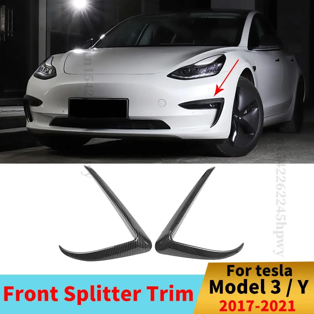 

Передний сплиттер, противотуманная фара, накладка на лезвие бровей для Tesla Model 3 Y, аксессуары для настройки, черный дефлектор из АБС-углеродн...