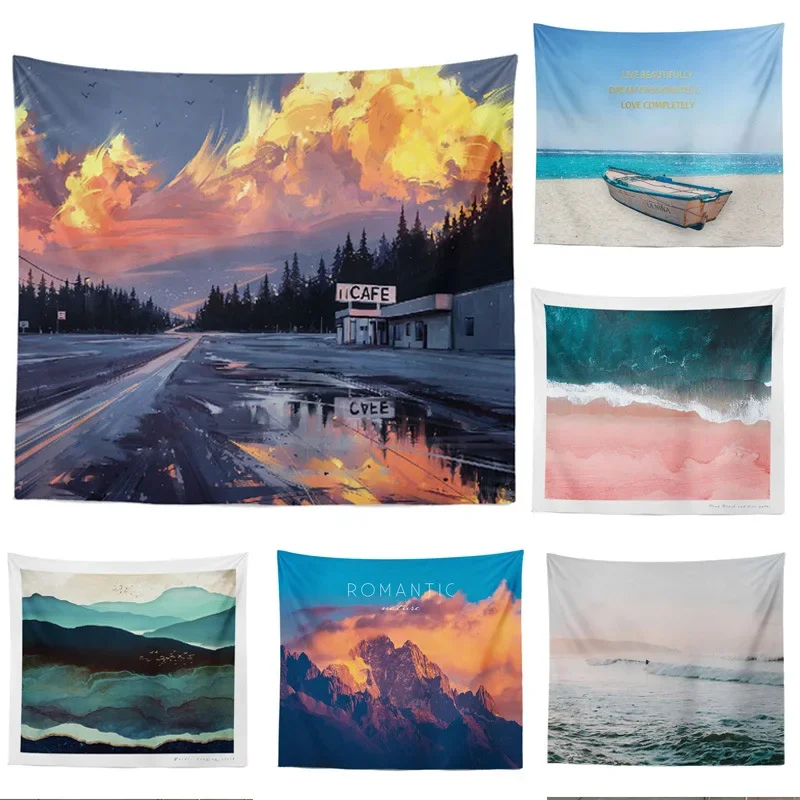 Живописный принт настенный гобелен искусственная кожа бохо тканевый подвесное