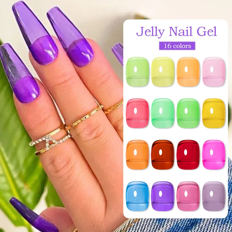 Фото MEET ACROSS 7 мл Желейный розовый, красный, зеленый гель-лак для ногтей Jelly Sparlky Neon Macaron Series Soak Off UV Gel Nail Art Varnish Nails №3