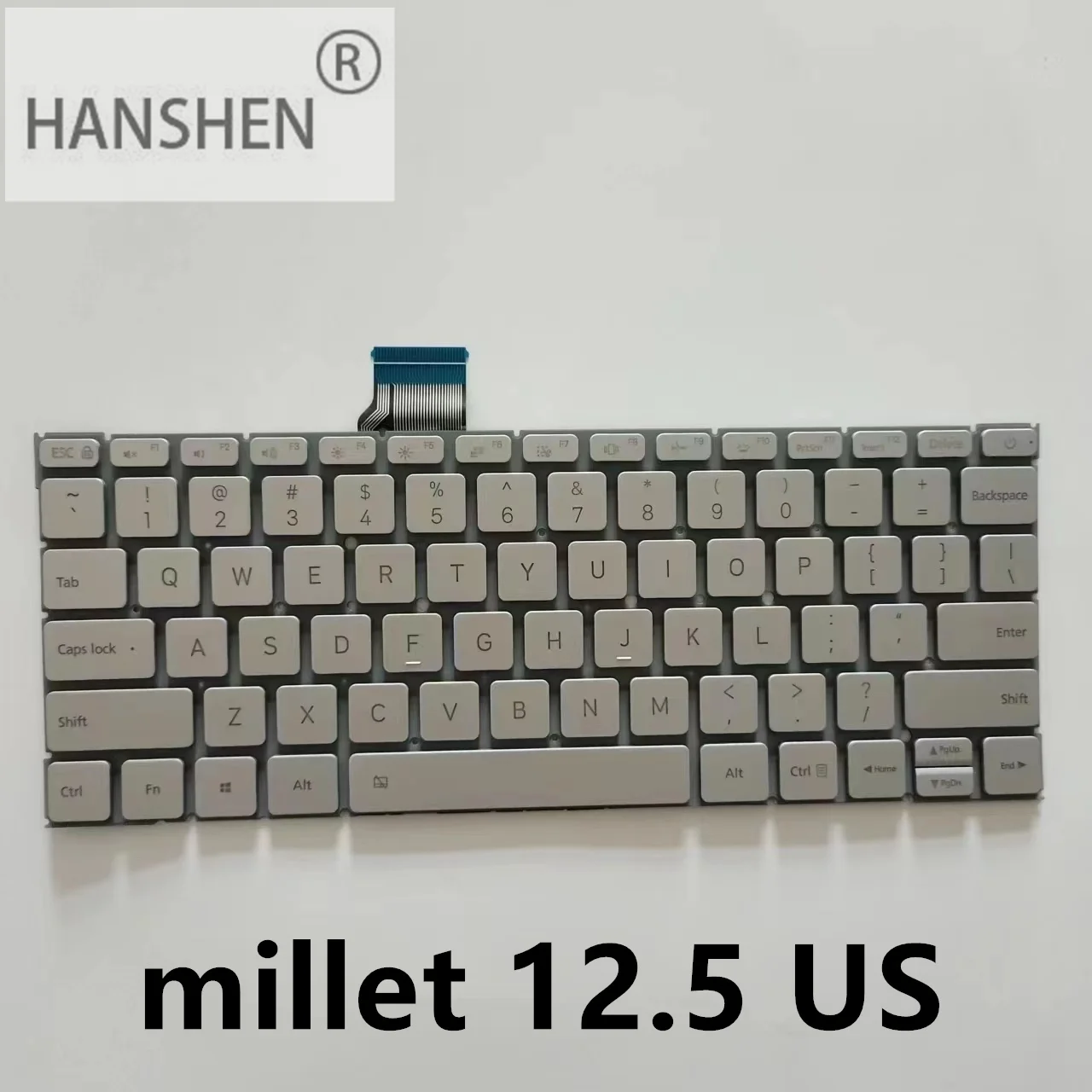 

HANSHEN American New Keyboard Backlight for Xiaomi 12.5 161201-01 161201-AA AQ AI AL YG TM1607 Laptop Silver Backlight