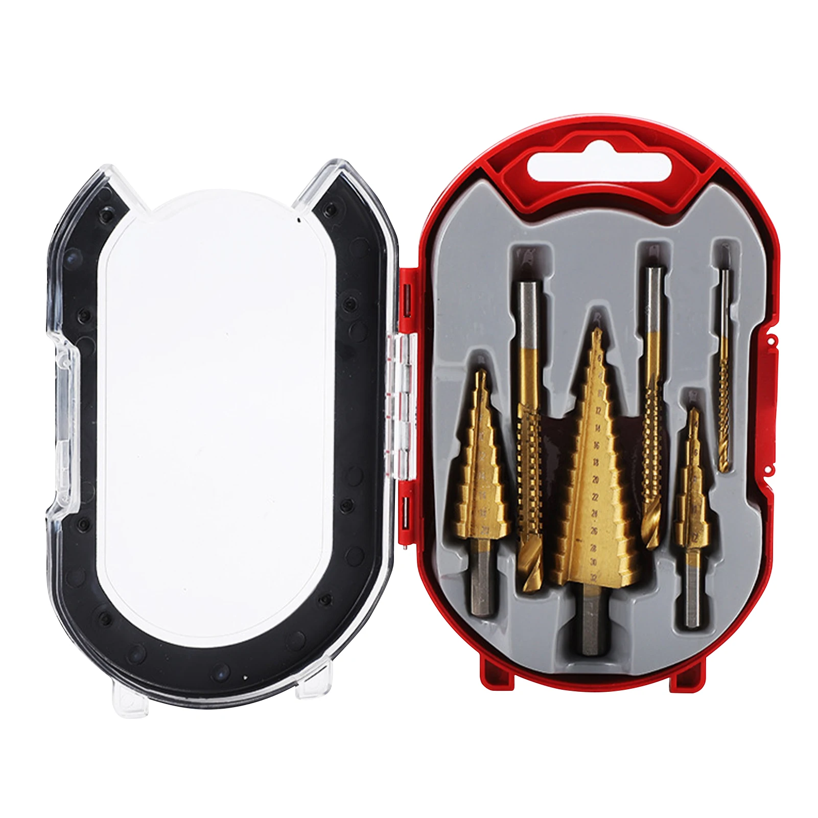 

6pcs With Case Hex Shank Practical High Speed Steel Serrated DIY Milling Cutter Step Drill Bit Set Titanium Coated Heavy Duty