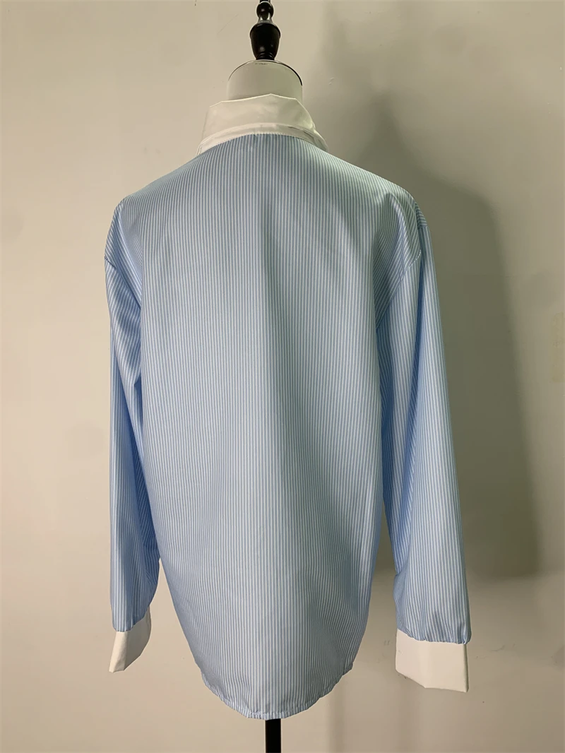 Корейские шикарные темпераментные полосатые женские рубашки топы повседневная