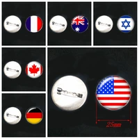1pcs 2020 new popular classic world flag badges 20mm 25mm glass convex round stainless steel brooch jewelry