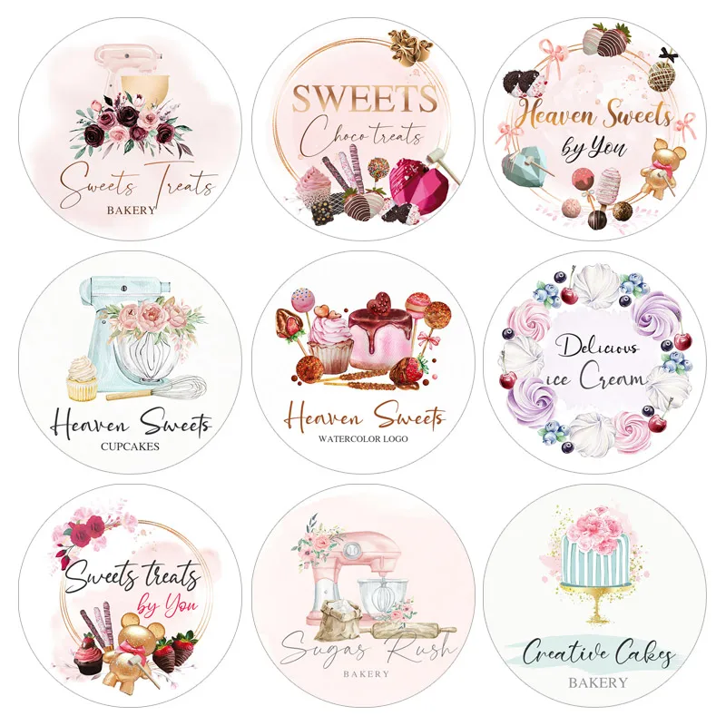 Custom Cake Bakery Dessert Shop Logo Stickers Personalized Store Name Slogan Stickers Party Baking Cake Shop Decoration