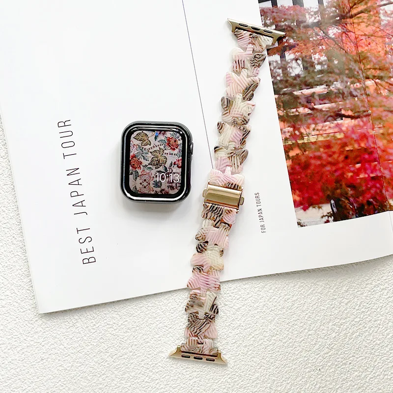 Butterfly Resin Watchband for apple watch band 40mm 44mm 41mm 45mm woman watch strap for iWatch Series 4 5 6 SE 7 8 Ultra 49mm
