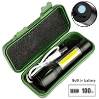 2000lm built in batttery mini flashlight q5 cob led zoom aluminum 4 modes torch rechargeable lantern flashlight 1517