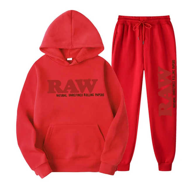 2023 Men's Set RAW Tracksuit men Running Hoodie Sweatpants Men's Set 2 piece set mens outfits Spring Autumn  Casual streetwear