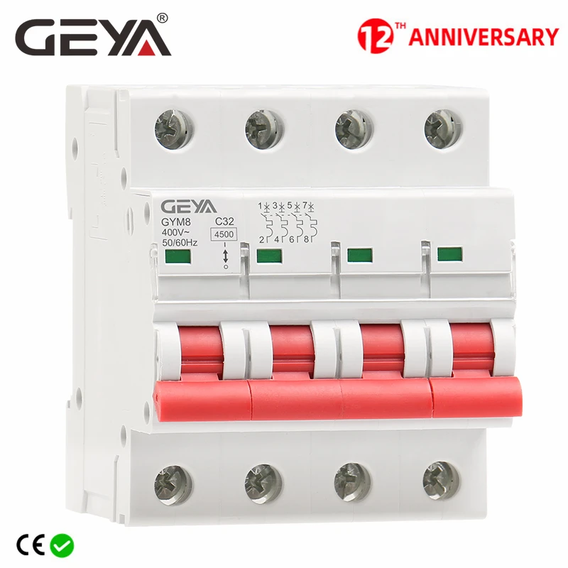 

GEYA GYM8 4Pole Mini Circuit Breaker 6A-63A Din Rail MCB with ON OFF Indiactor