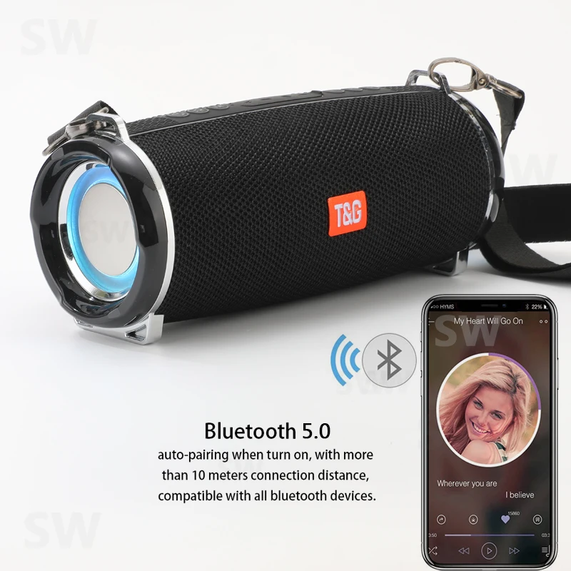 

Уличная портативная Bluetooth-Колонка высокой мощности, сабвуфер мощностью 20 Вт, саундбокс с фонариком, беспроводная водонепроницаемая колонка...